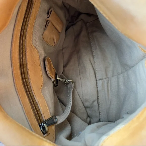 Milo Genuine Tan Leather Braided Leather Foldover Crossbody Bag - Picture 15 of 16